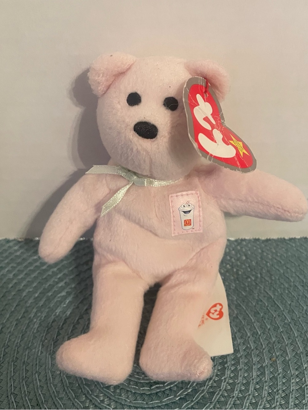 2004 McDonald’s Ty Teenie Beanie Shake the Bear #8 – Pink Bear w/ Tags